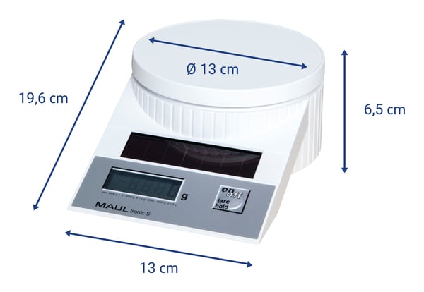 Miniatyrbillede 2 af 2: MAUL Solar Letter Scales MAULtronic S. 5000 gr. White Elektronisk postskala Hvid