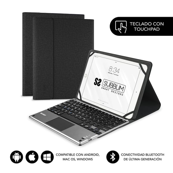 Miniatyrbild 1 av 5: SUBBLIM SUB-KT2-BTP001 tangentbord för mobila enheter QWERTY Spansk Bluetooth Svart, Grå