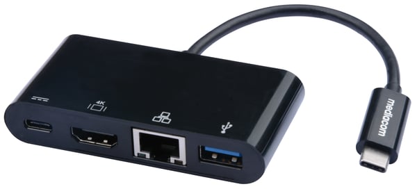 Mediacom M-DOCKTPC kannettavien tietokoneiden telakka ja porttitoistin Langallinen USB 3.2 Gen 1 (3.1 Gen 1) Type-C Musta Mediacom M-DOCKTPC kannettavien tietokoneiden telakka ja porttitoistin Langallinen USB 3.2 Gen 1 (3.1 Gen 1) Type-C Musta