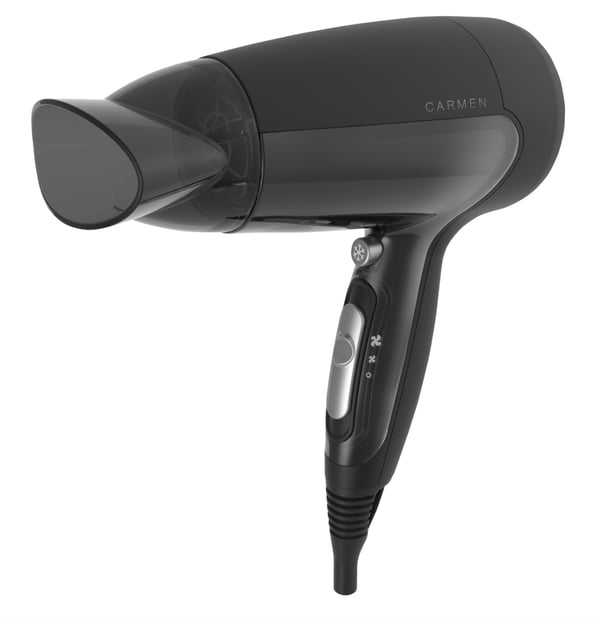 Miniatyrbillede 1 af 2: Carmen Comfort hårtørrer 1400 W Sort
