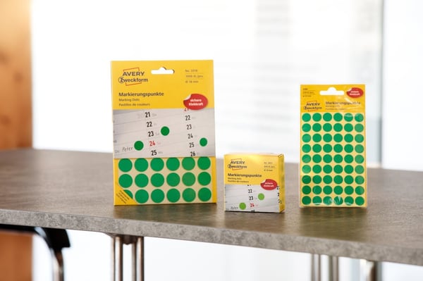 Avery 3855 självhäftande etiketter Rund Permanent Grön 250 styck