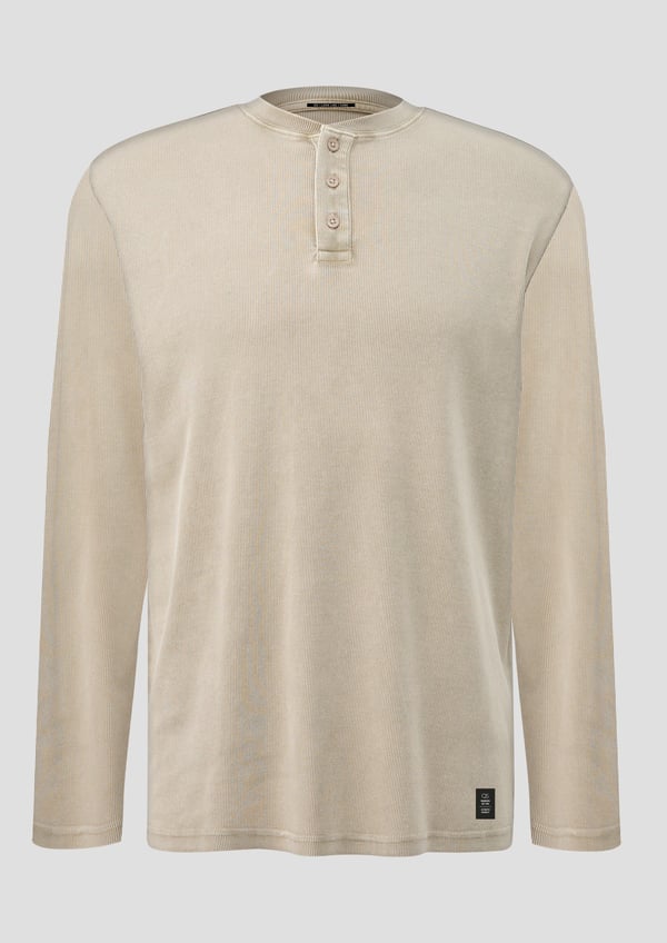s.Oliver 2172758.8161.XXL skjorte & top Henley-hals Langærmet Bomuld, Elastin