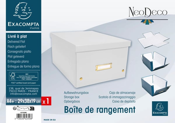 Pikkukuva 4 / 9: Exacompta 62358E kansioiden säilytyslaatikko Pahvi, Paperi Valkoinen