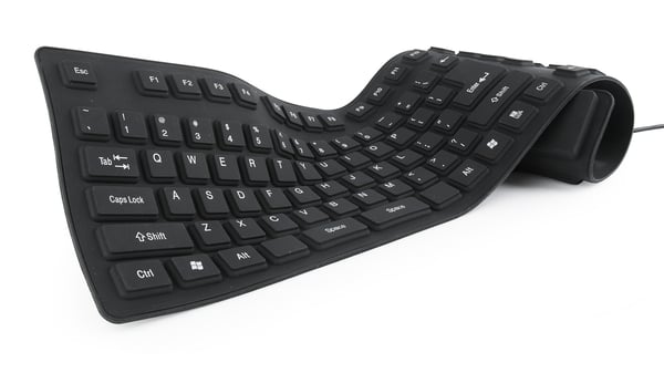 Vandtæt USB silikone tastatur med OTG funktion sort