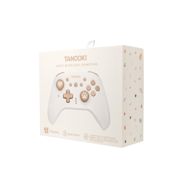 TANOOKI TNK1004 spil-controller Cremefarvet, Vanilje farve Bluetooth Gamepad PC, Nintendo Switch 2, Nintendo Switch Lite, Nintendo Switch OLED, Nintendo Switch, Android, iOS