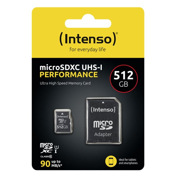 Intenso microSD 512GB UHS-I Perf CL10| Performance Klass 10