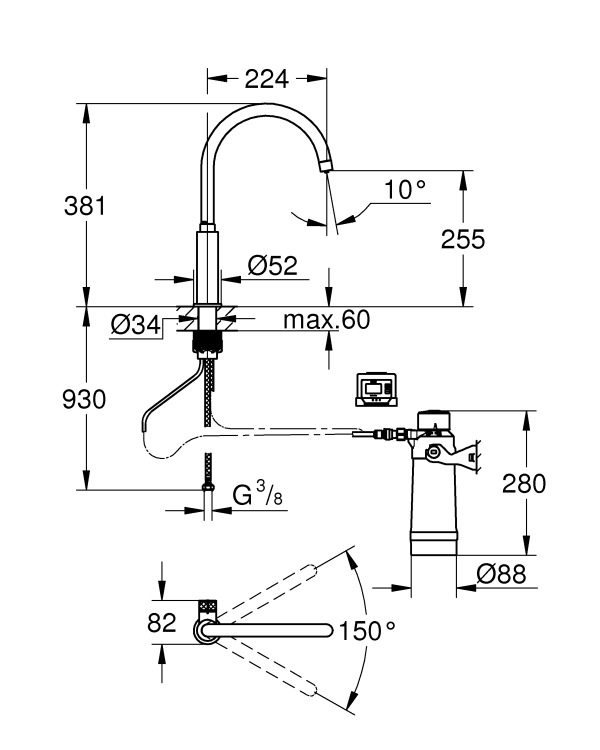Miniatyrbild 4 av 12: GROHE Blue Pure Mono Krom