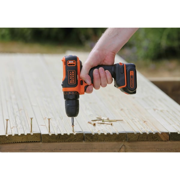 Black & Decker BDCDD12-QW porakone Avaimeton Musta, Oranssi