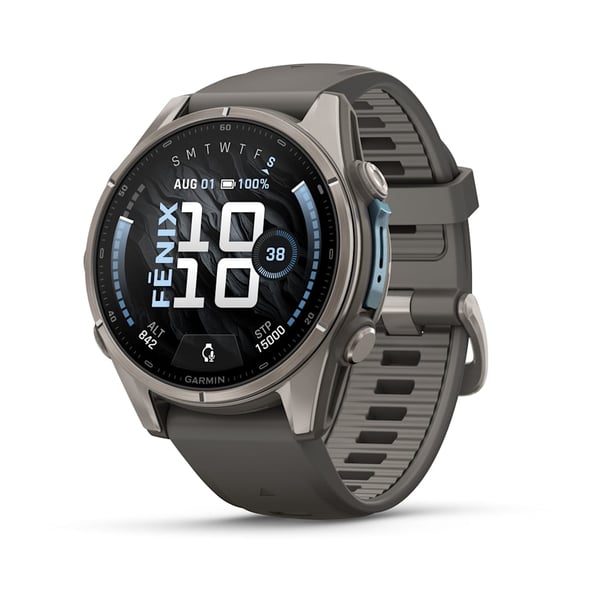 Pikkukuva 1 / 13: Garmin fēnix 9 3,3 cm (1.3") AMOLED 43 mm Digitaalinen 416 x 416 pikseliä Kosketusnäyttö Titaani Wi-Fi GPS (satelliitti)