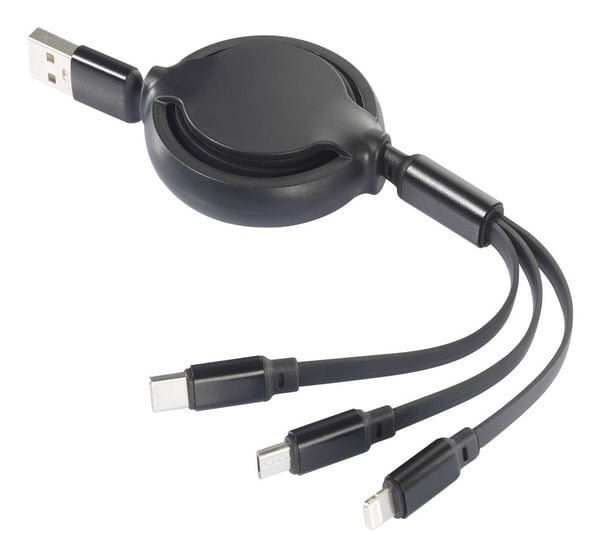 Renkforce RF-5800360 USB-kabel USB 2.0 1 m USB A USB C/Micro-USB B/Lightning 4,5 W Sort