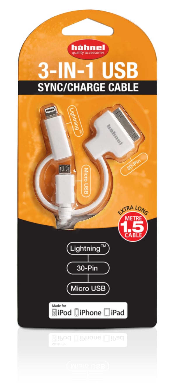 Hahnel 1000 651.0 USB-kabel 1,5 m USB A Micro-USB B Hvid