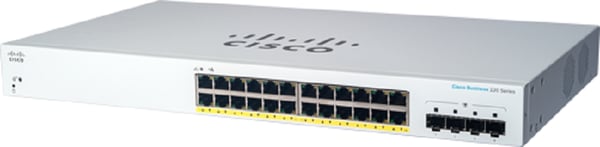 Cisco CBS220-24P-4G hanterad L2 Gigabit Ethernet (10/100/1000) Strömförsörjning via Ethernet (PoE) stöd 1U Vit