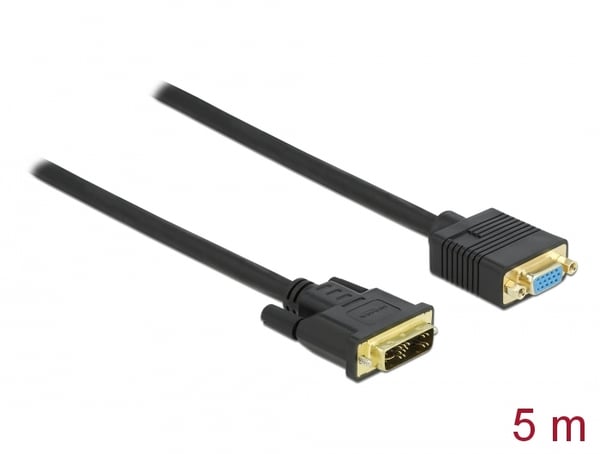 DeLOCK 86755 videokabeladapter 5 m DVI VGA (D-Sub) Svart