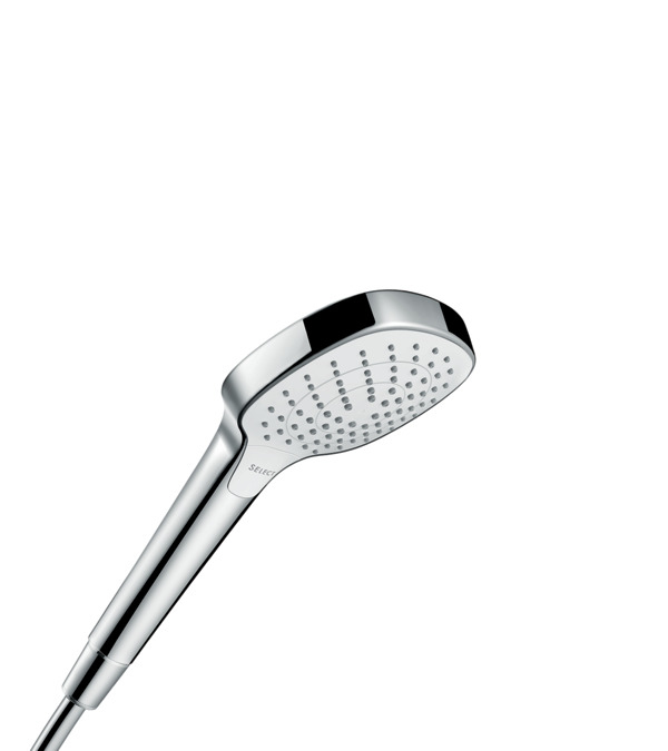 Miniatyrbillede 1 af 6: Hansgrohe Croma Select E Håndholdt bruserhoved Krom, Hvid