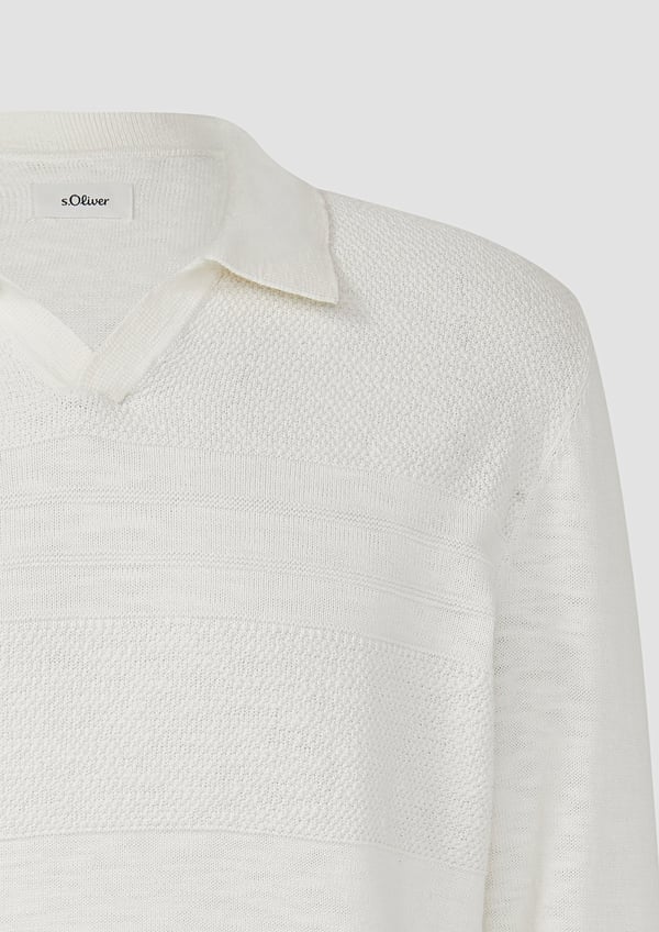 s.Oliver 2171740.0200.XL skjorta och topp Pikétröja Krage Långärmad Bomull