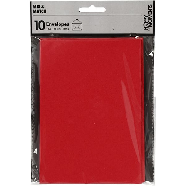 Creativ Company 217013 kuvert C6 (114 x 162 mm) Rød 10 stk