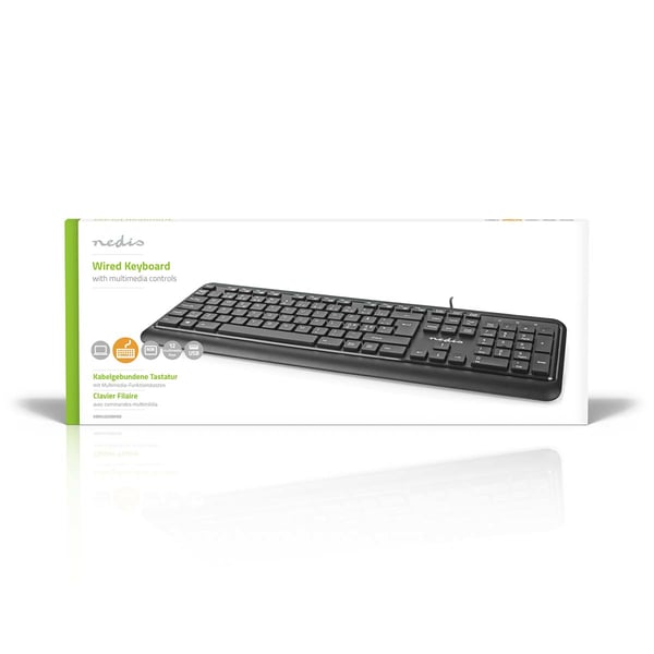 Nedis KBMU200BKND tangentbord Universal USB QWERTY Nordic Svart