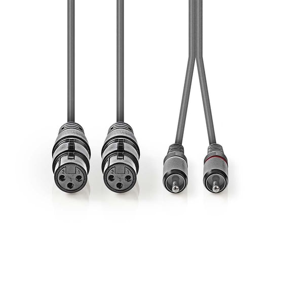 Nedis COTH15230GY30 ljudkabel 3 m 2 x XLR (3-pin) 2 x RCA Grå