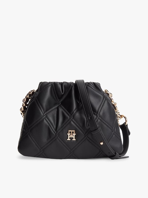 Tommy Hilfiger Quilted Chain TH Monogram Crossbody Bag Polyurethan (PU) Sort