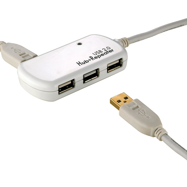 ROLINE USB 2.0 Hub, 4 Ports, with Repeater 12 m Vit
