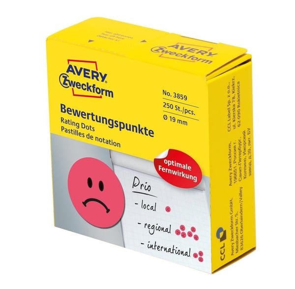 Miniatyrbillede 1 af 4: Avery 3859 selvklæbende etiket Cirkel Permanent Rød 250 stk