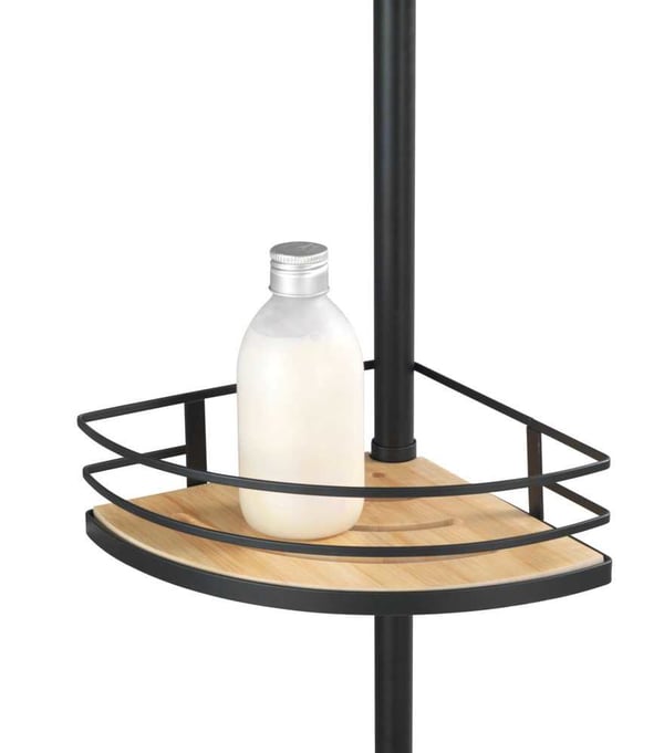 WENKO 24756100 hylla Fristående Bamboo, Rostfritt stål Svart, Trä