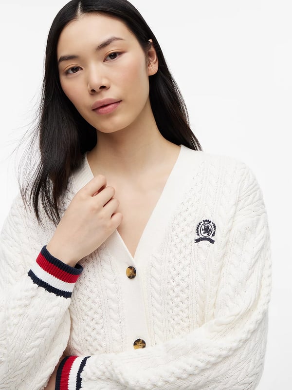 Miniatyrbillede 3 af 6: Tommy Hilfiger Global Stripe Oversized Cable Knit Cardigan