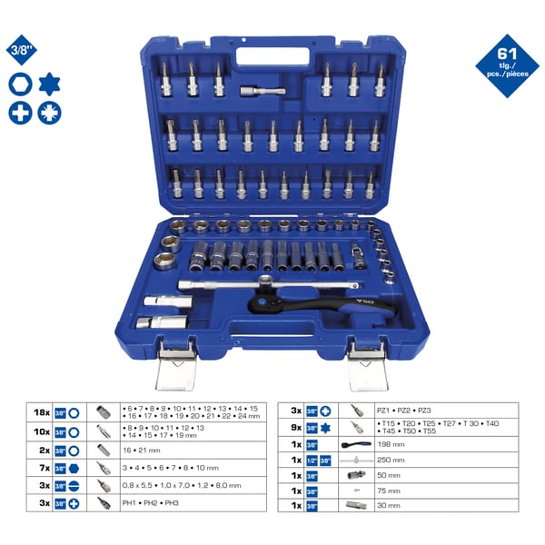 Pikkukuva 1 / 22: Brilliant Tools BT021061 hylsy & hylsysarja Pistorasiasarja