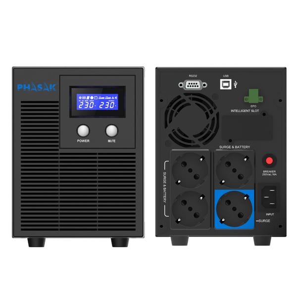 Phasak PH 7621 UPS-enhed Interaktivt indgangsstik 2,16 kVA 1400 W 4 AC stikkontakt(er)