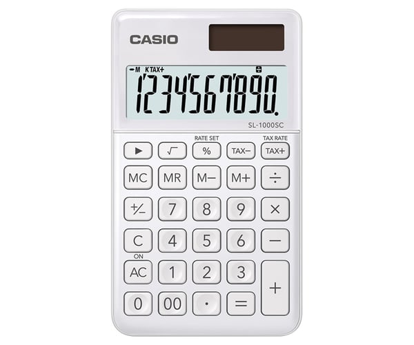 Casio SL-1000SC-WE regnemaskine Lomme Basis Hvid