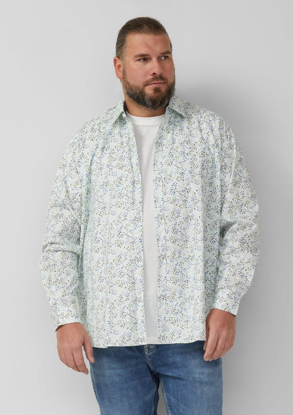s.Oliver 2177159.01A1.3XL skjorta och topp Spetsig krage Långärmad Bomull, Elastan