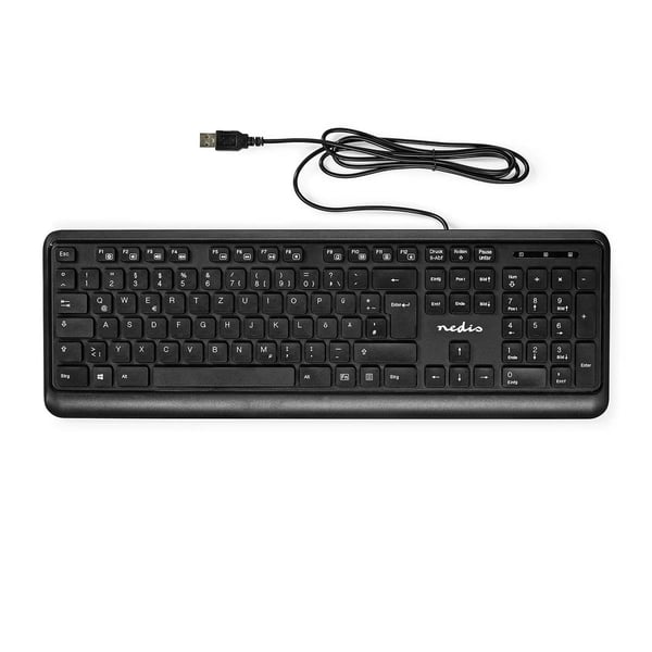 Miniatyrbild 3 av 8: Nedis KBMU200BKDE tangentbord Kontor USB QWERTZ tyska Svart