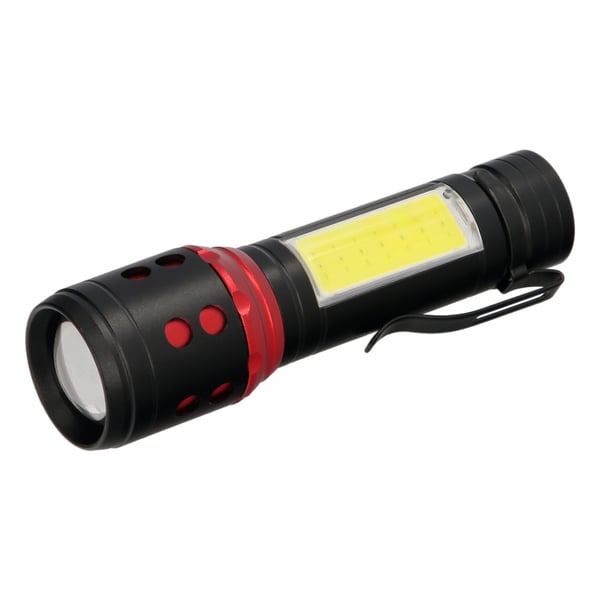 Wolfpack Linterna LED De Mano Mini Aluminio Recargable USB (1.200 mah) 500 Lumenes 5 Watt. Con Función Zoom y Clip Sujeción