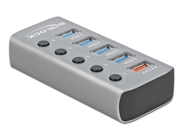 DeLOCK 63262 gränssnittshubbar USB 3.2 Gen 1 (3.1 Gen 1) Type-B 5000 Mbit/s Grå