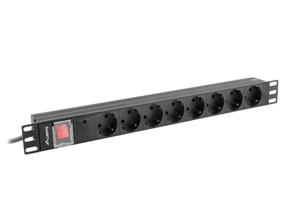 Lanberg PDU-08F-0200-BK tehonjakeluyksikkö 8 AC-pistorasia(a) 1U Musta Lanberg PDU-08F-0200-BK tehonjakeluyksikkö 8 AC-pistorasia(a) 1U Musta