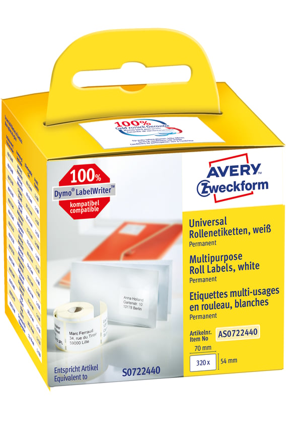 Pikkukuva 1 / 2: Avery AS0722440 liimaetiketti Suorakulmio Kiinteä Valkoinen 320 kpl