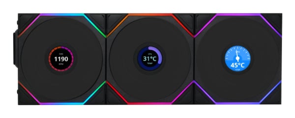 Miniatyrbillede 2 af 4: Lian Li Uni Fan TL120 LCD Reverse Blade Wireless Computerkabinet Ventilator 12 cm Sort 1 stk