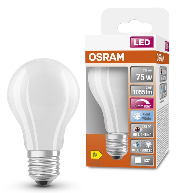 Osram Superstar Plus Classic LED-lampe Kold hvid 4000 K 7,5 W E27 D