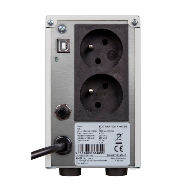 Miniatyrbillede 2 af 3: Ever ECO PRO 1200 AVR CDS UPS-enhed Interaktivt indgangsstik 1,2 kVA 780 W 2 AC stikkontakt(er)