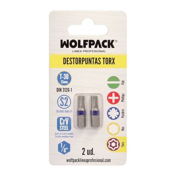 Pikkukuva 3 / 5: Wolfpack Destorpuntas Torx T30 (2 Piezas) Acero S2 al Cromo Vanadio
