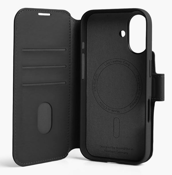 Vonmählen Vegan Leather Folio mobiltelefon etui 16 cm (6.3") Folie Sort
