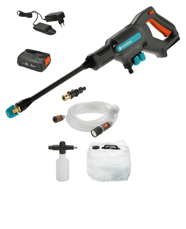 Miniatyrbild 2 av 5: Gardena AquaClean 24/18V P4A högtryckstvätt Kompakt Batteri 250 l/h Svart, Blå, Orange