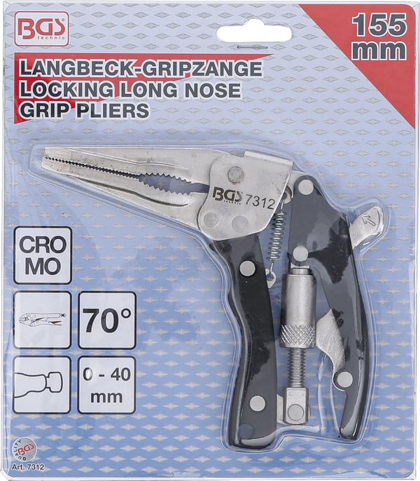 BGS technic Locking Long Nose Grip Pliers