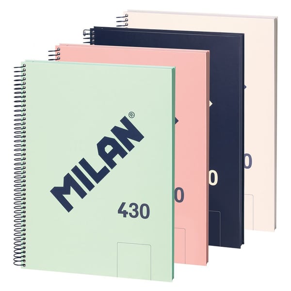 Milan 57141E80X4 blok og notesblok A4 80 ark Beige, Blå, Grøn, Lyserød