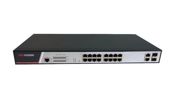 Hikvision DS-3E2318P nätverksswitchar hanterad L2 Fast Ethernet (10/100) Strömförsörjning via Ethernet (PoE) stöd Svart, Grå