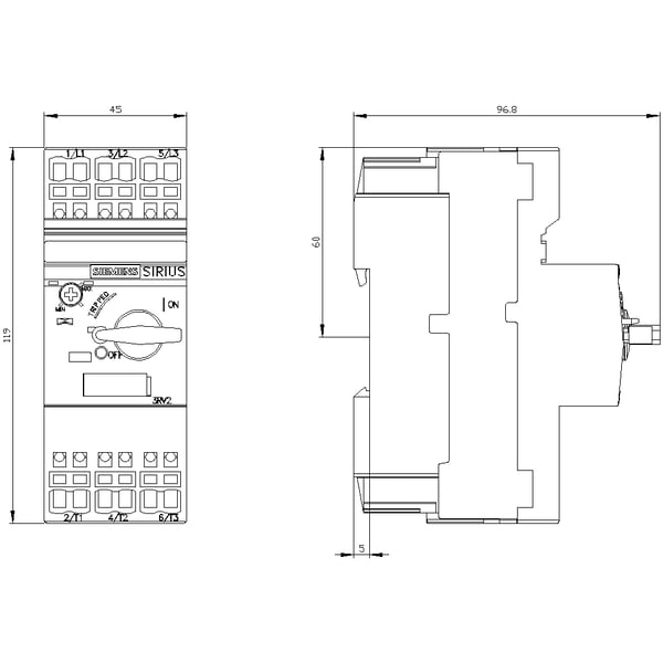 Siemens 3RV2021-4DA20 strömbrytare Motorskyddsbrytare 3P