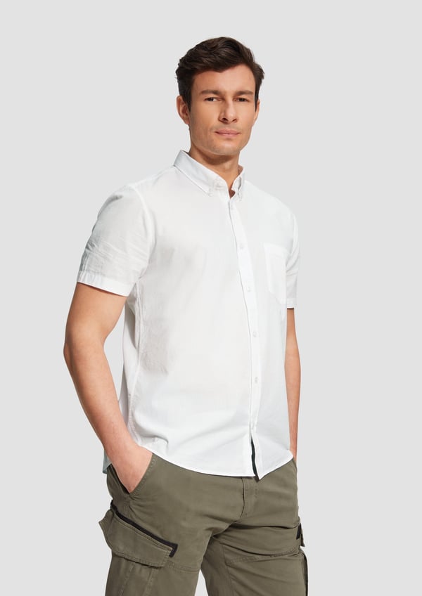 s.Oliver 2161421.0100.S skjorte & top Krave med knapper Kort ærme Bomuld