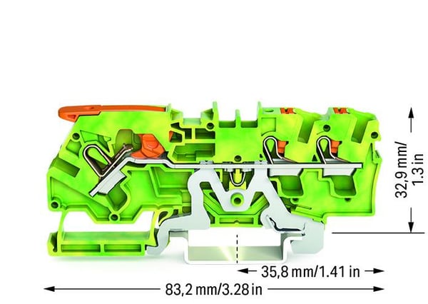 Miniatyrbillede 3 af 3: Wago 2104-5307 termisk blok Grøn, Gul