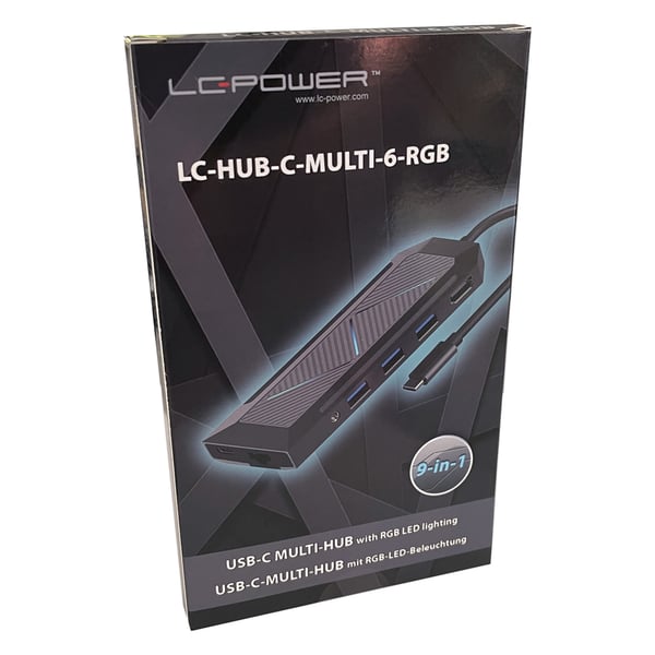 Miniatyrbild 2 av 8: LC-Power LC-HUB-C-MULTI-6-RGB gränssnittshubbar USB 3.2 Gen 2 (3.1 Gen 2) Type-C 5000 Mbit/s Svart