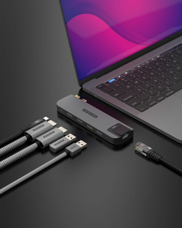 Sitecom AC-1002 gränssnittshubbar USB Type-C 10000 Mbit/s Svart, Grå